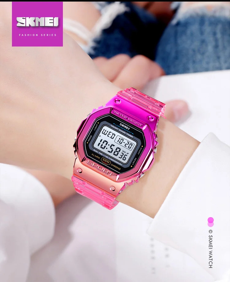 SKMEI Lady Alarm Clock Digital Wristwatches Fashion Cool Girls Watches Shockproof Chrono Electronics Watch For Women reloj mujer