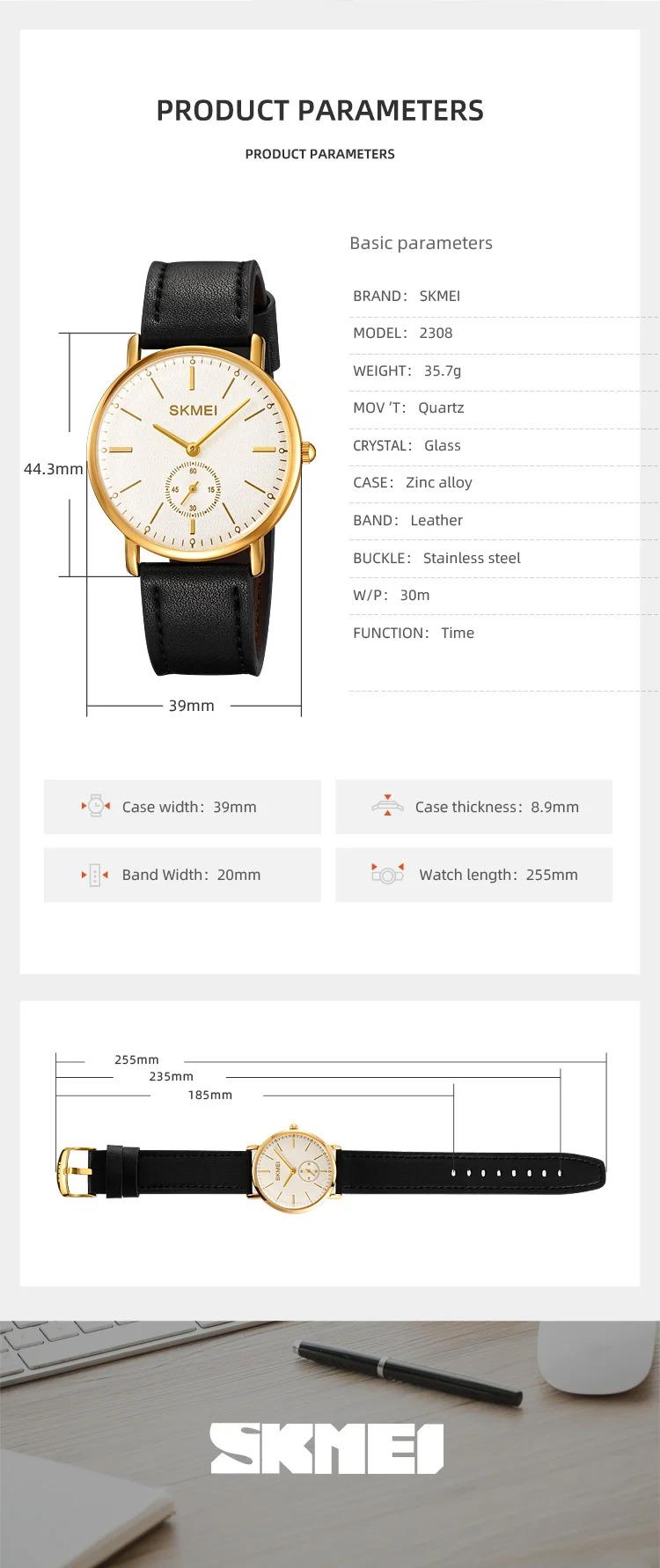 SKMEI Large Dial Simple Quartz Movement Watches For Men Women Waterproof Time Wristwatches Fashion Business Watch Reloj Hombre