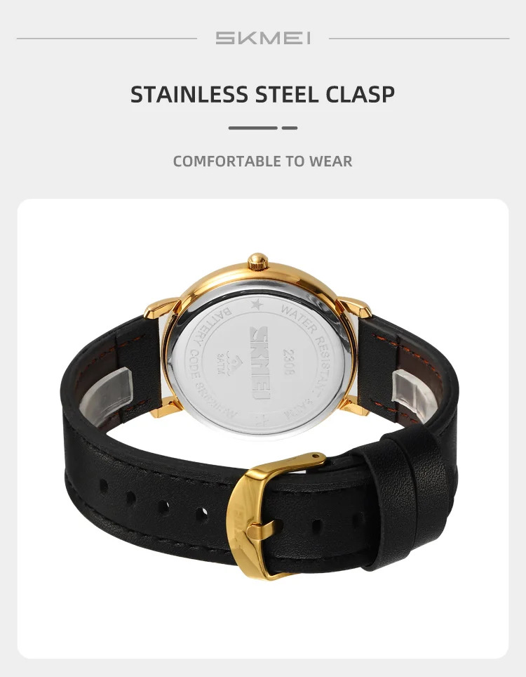 SKMEI Large Dial Simple Quartz Movement Watches For Men Women Waterproof Time Wristwatches Fashion Business Watch Reloj Hombre