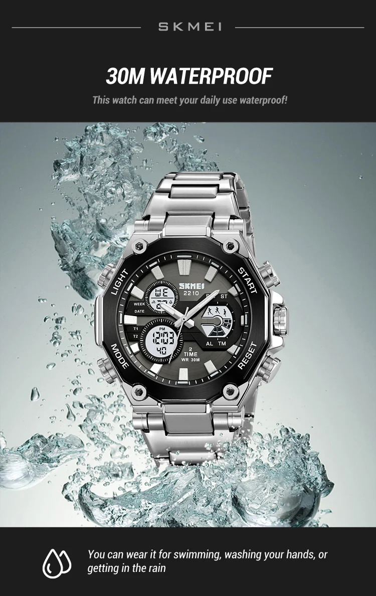 SKMEI Dual Display Electronic Watch Sport Fashion Alarm Watches For Men Chrono Casual Waterproof Digital Wristwatch Reloj Hombre