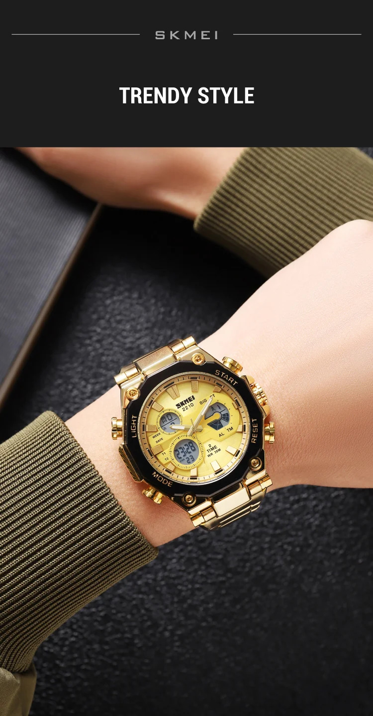SKMEI Dual Display Electronic Watch Sport Fashion Alarm Watches For Men Chrono Casual Waterproof Digital Wristwatch Reloj Hombre