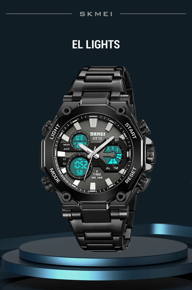 SKMEI Dual Display Electronic Watch Sport Fashion Alarm Watches For Men Chrono Casual Waterproof Digital Wristwatch Reloj Hombre