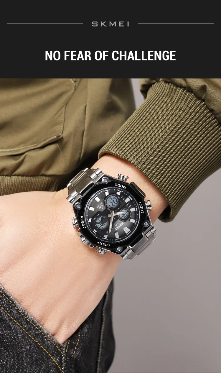 SKMEI Dual Display Electronic Watch Sport Fashion Alarm Watches For Men Chrono Casual Waterproof Digital Wristwatch Reloj Hombre