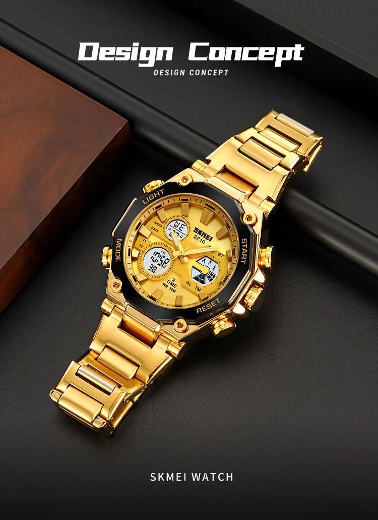 SKMEI Dual Display Electronic Watch Sport Fashion Alarm Watches For Men Chrono Casual Waterproof Digital Wristwatch Reloj Hombre