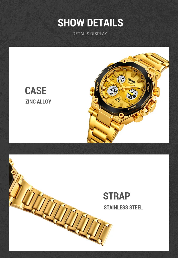 SKMEI Dual Display Electronic Watch Sport Fashion Alarm Watches For Men Chrono Casual Waterproof Digital Wristwatch Reloj Hombre