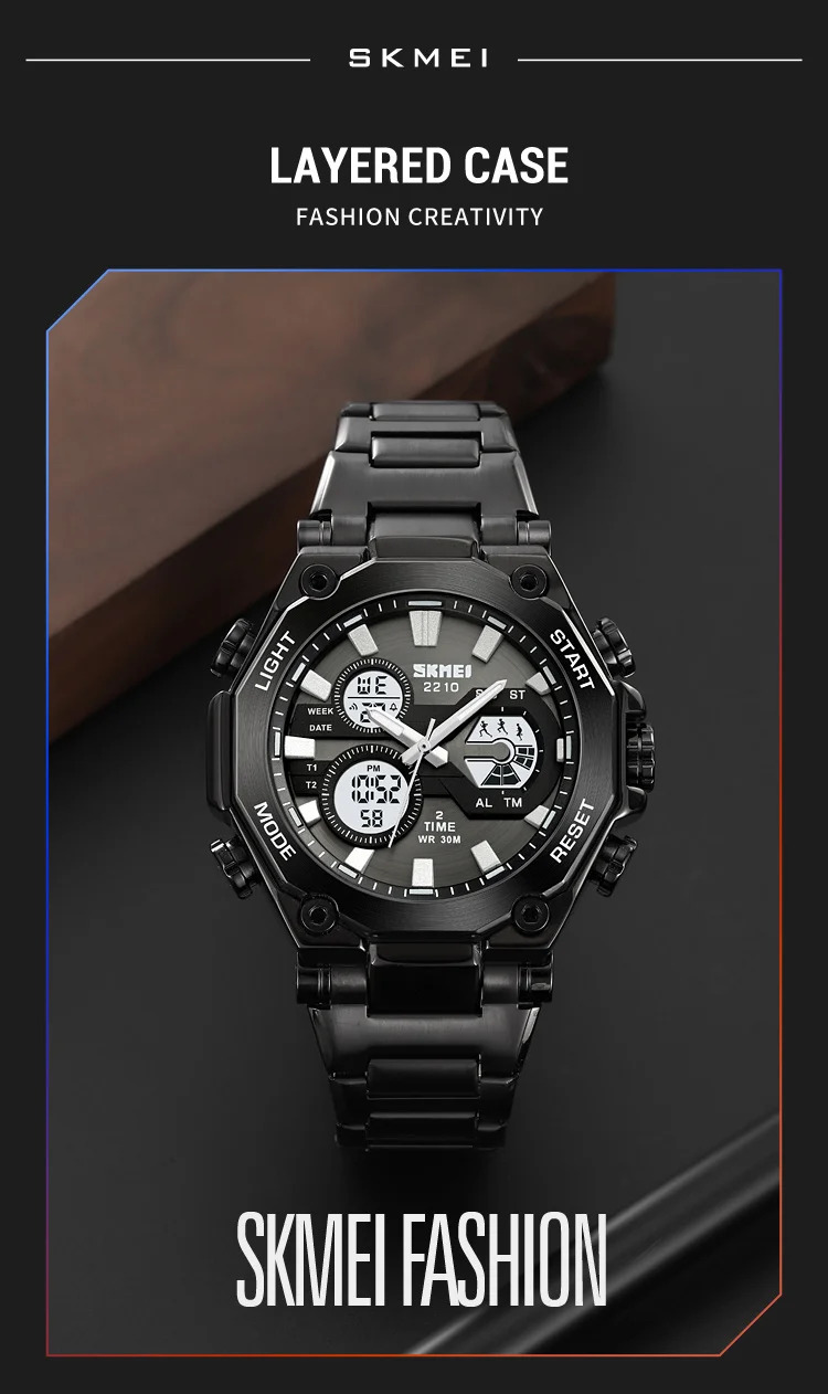 SKMEI Dual Display Electronic Watch Sport Fashion Alarm Watches For Men Chrono Casual Waterproof Digital Wristwatch Reloj Hombre