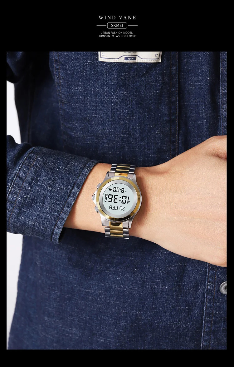 SKMEI Pilgrimage Time Reminder Watches For Men Women Chrono Casual Waterproof Digital Count Down Alarm Wristwatches Reloj Hombre