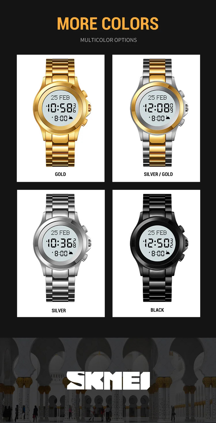 SKMEI Pilgrimage Time Reminder Watches For Men Women Chrono Casual Waterproof Digital Count Down Alarm Wristwatches Reloj Hombre