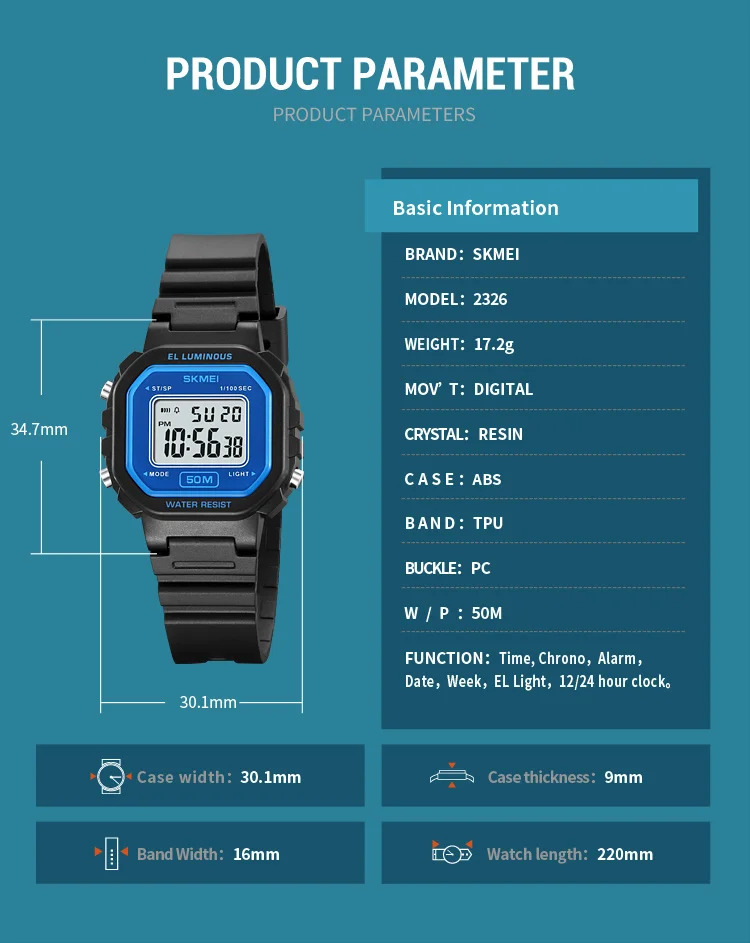 SKMEI Sport Freshness Vitality Watch For Men Women Students Chrono Casual Waterproof Digital Wristwatch Count Down Alarm Watches