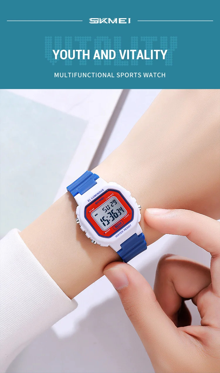 SKMEI Sport Freshness Vitality Watch For Men Women Students Chrono Casual Waterproof Digital Wristwatch Count Down Alarm Watches