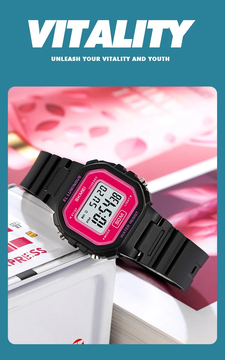 SKMEI Sport Freshness Vitality Watch For Men Women Students Chrono Casual Waterproof Digital Wristwatch Count Down Alarm Watches