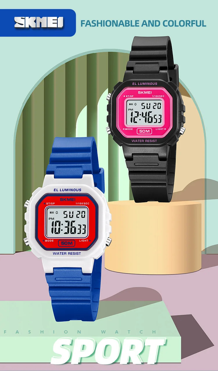 SKMEI Sport Freshness Vitality Watch For Men Women Students Chrono Casual Waterproof Digital Wristwatch Count Down Alarm Watches