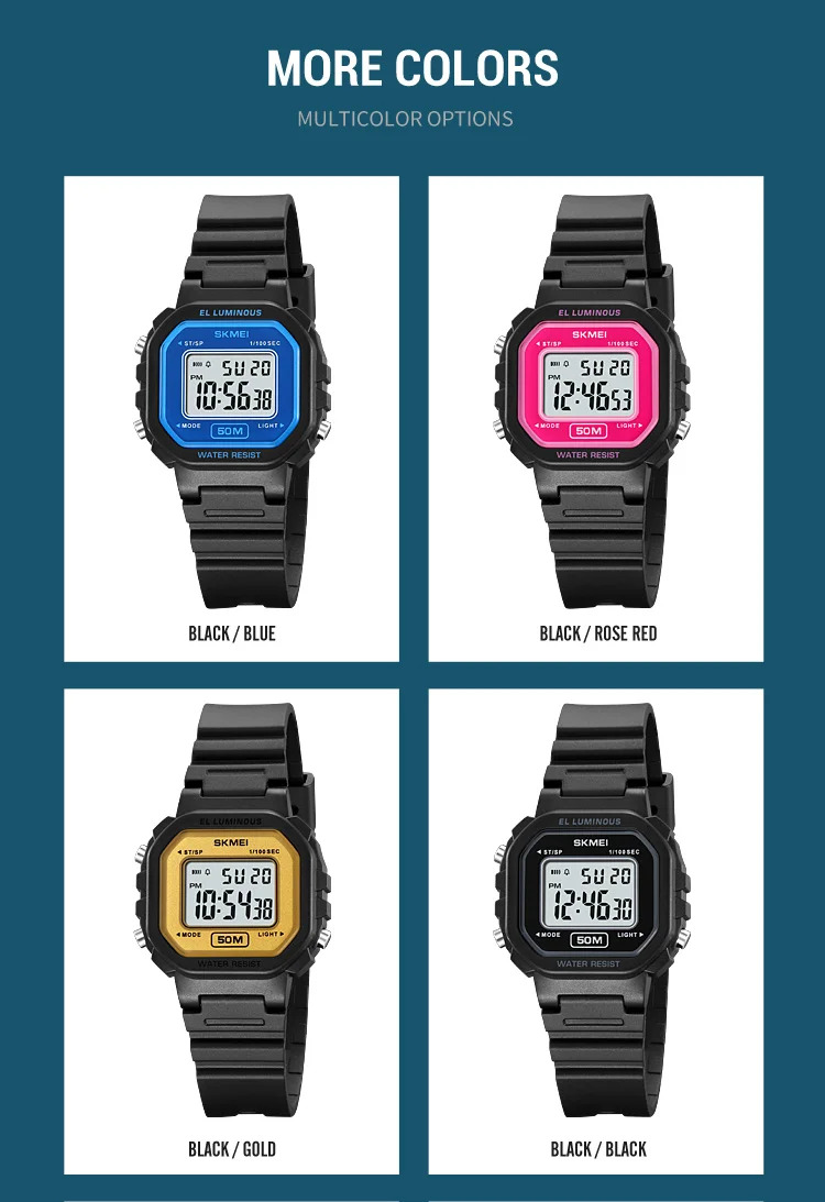 SKMEI Sport Freshness Vitality Watch For Men Women Students Chrono Casual Waterproof Digital Wristwatch Count Down Alarm Watches