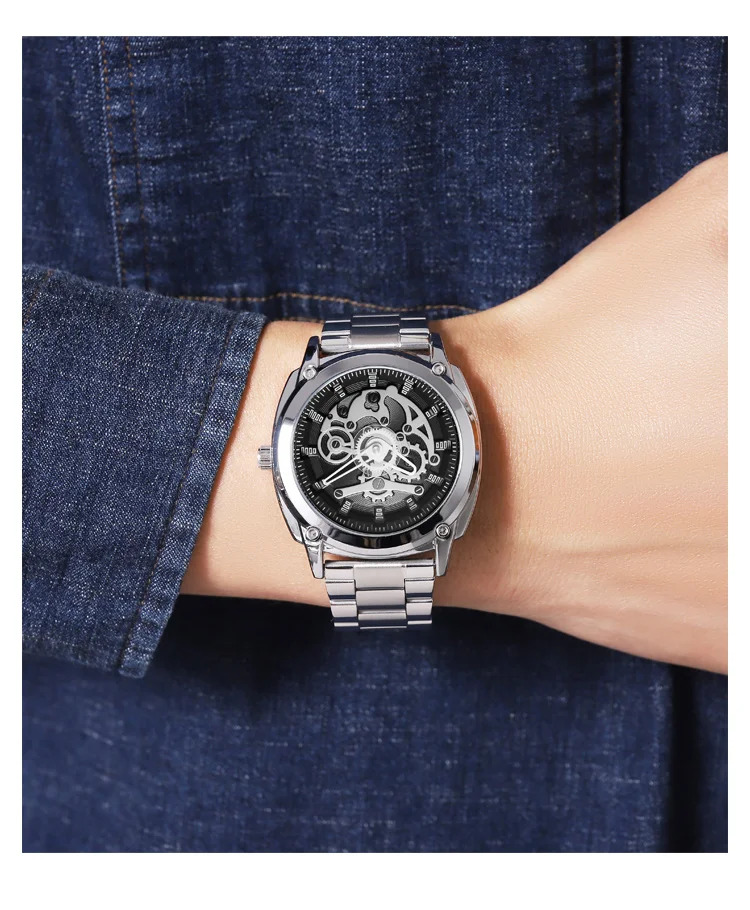 SKMEI Luxurious Complex Quartz Movement Watches Mens Stainless Steel Strap 3Bar Waterproof Time Wristwatches Reloj para hombre