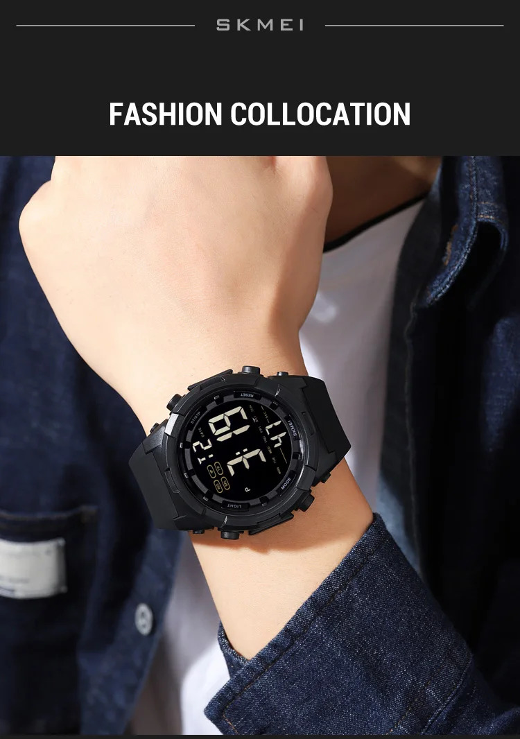 SKMEI LED Light Sport Fashion Watch For Men Women Chrono Casual 5Bar Waterproof Count Down Alarm Digital Wristwatch reloj hombre