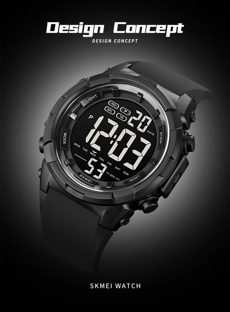 SKMEI LED Light Sport Fashion Watch For Men Women Chrono Casual 5Bar Waterproof Count Down Alarm Digital Wristwatch reloj hombre