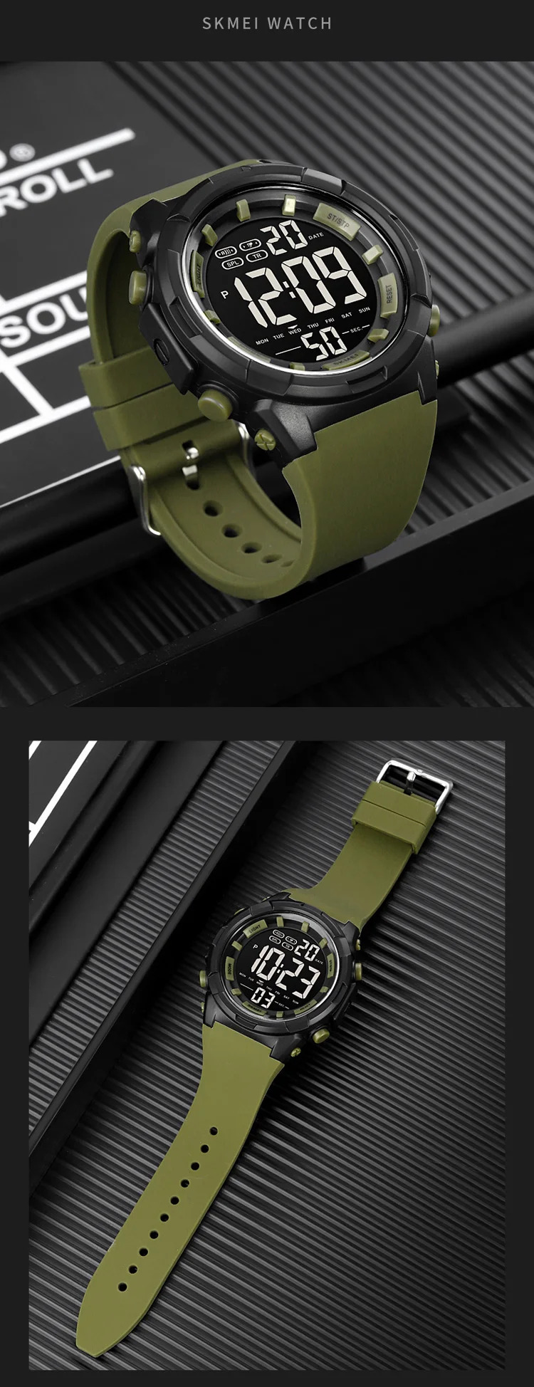 SKMEI LED Light Sport Fashion Watch For Men Women Chrono Casual 5Bar Waterproof Count Down Alarm Digital Wristwatch reloj hombre