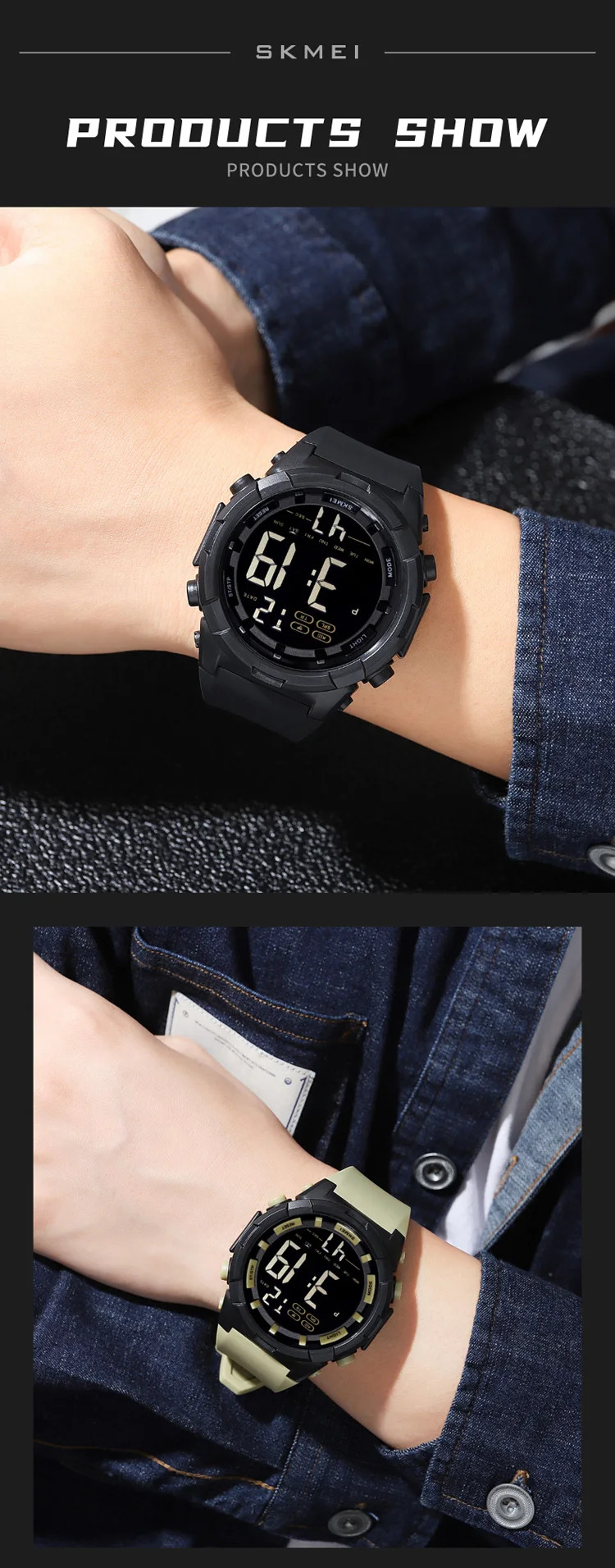 SKMEI LED Light Sport Fashion Watch For Men Women Chrono Casual 5Bar Waterproof Count Down Alarm Digital Wristwatch reloj hombre