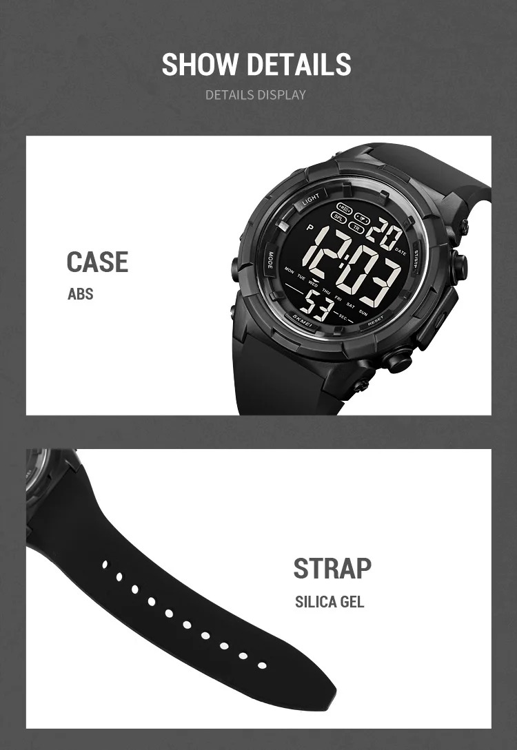 SKMEI LED Light Sport Fashion Watch For Men Women Chrono Casual 5Bar Waterproof Count Down Alarm Digital Wristwatch reloj hombre