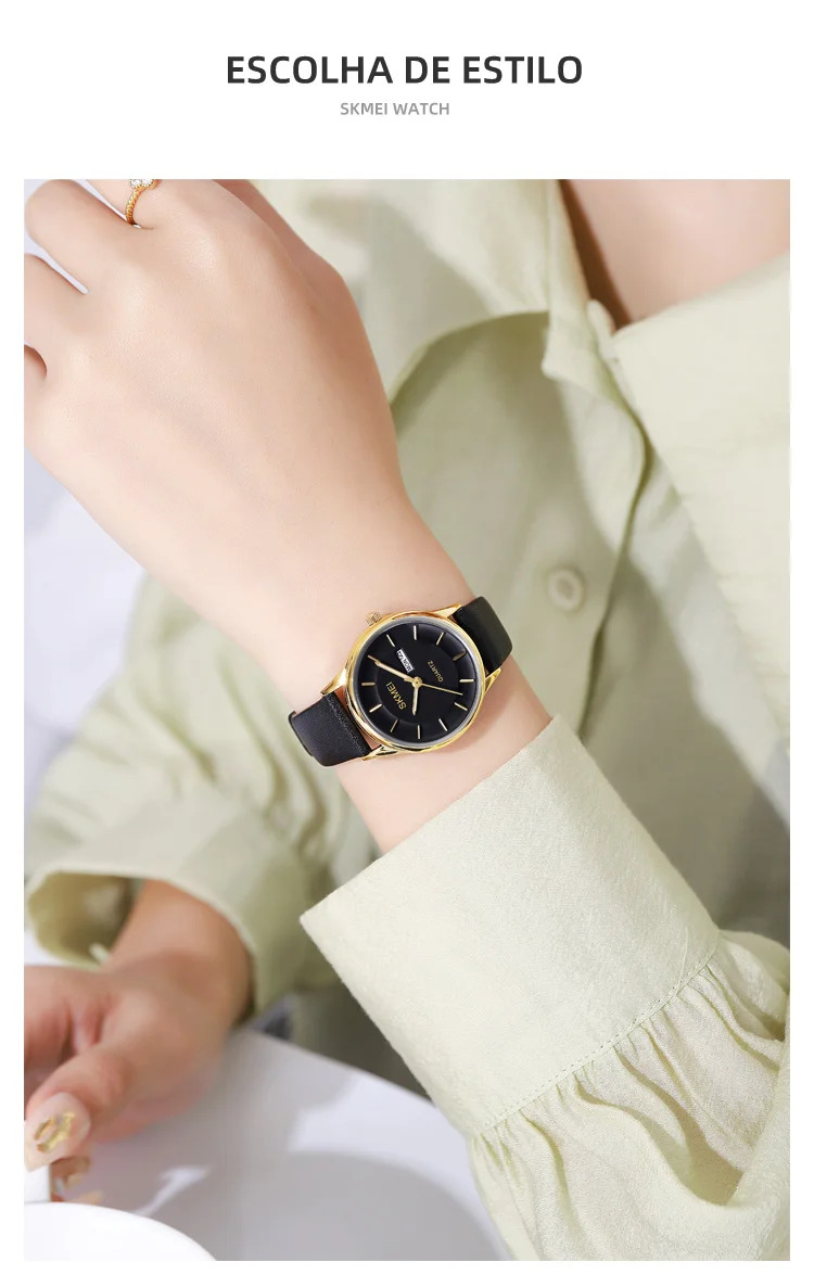 SKMEI Fashion Watches For Women Female Elegance Date Week Quartz Wristwatches Business Ladies Waterproof Watch Relogio Feminino