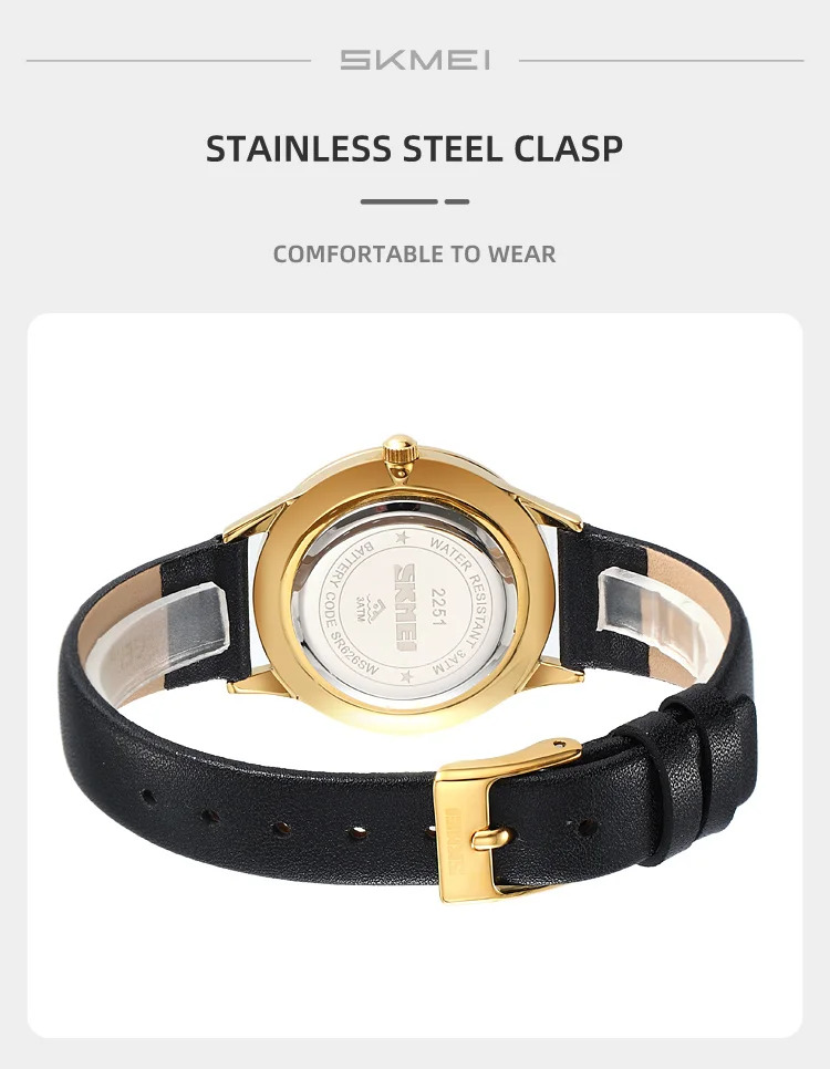 SKMEI Fashion Watches For Women Female Elegance Date Week Quartz Wristwatches Business Ladies Waterproof Watch Relogio Feminino