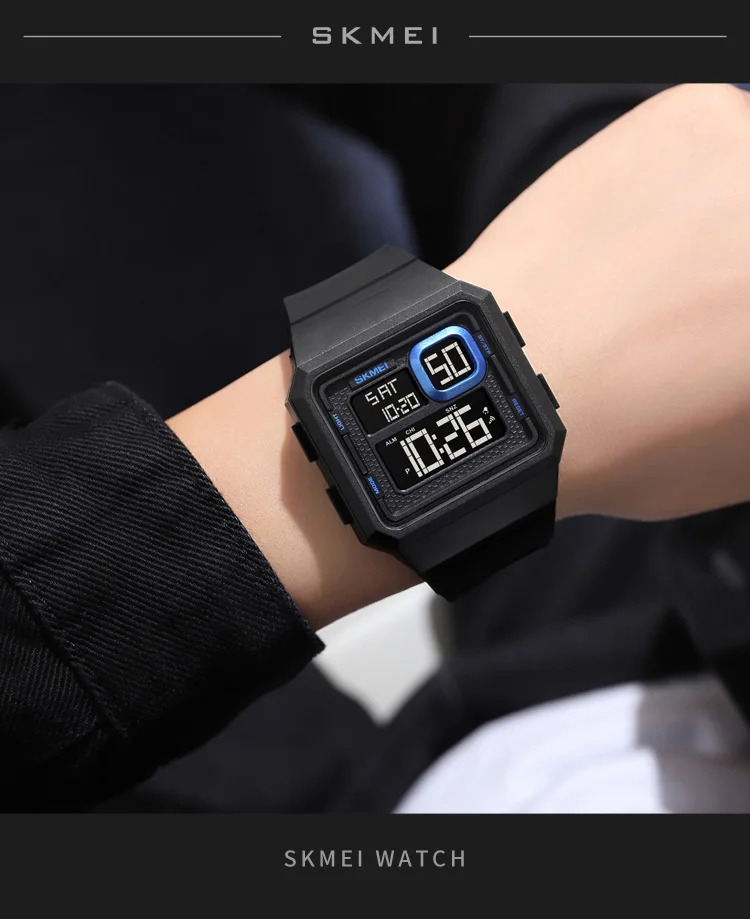 SKMEI Countdown LED Light Digital Wristwatches Outdoor Military Sports Watches For Men 5Bar Waterproof Alarm Watch reloj hombre