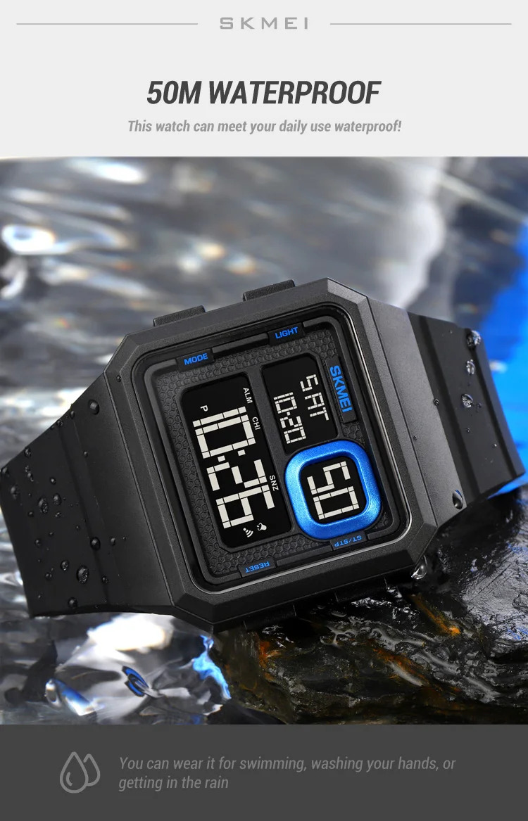 SKMEI Countdown LED Light Digital Wristwatches Outdoor Military Sports Watches For Men 5Bar Waterproof Alarm Watch reloj hombre