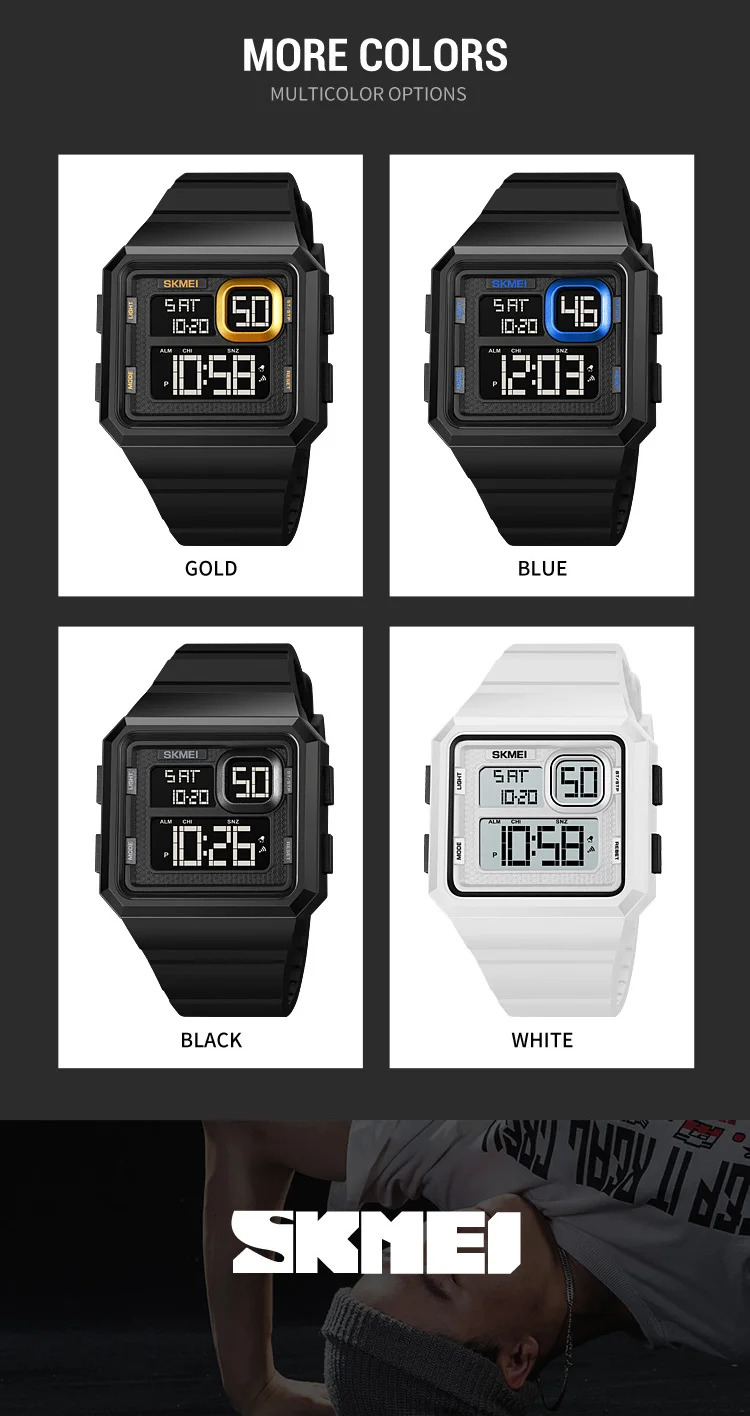 SKMEI Countdown LED Light Digital Wristwatches Outdoor Military Sports Watches For Men 5Bar Waterproof Alarm Watch reloj hombre