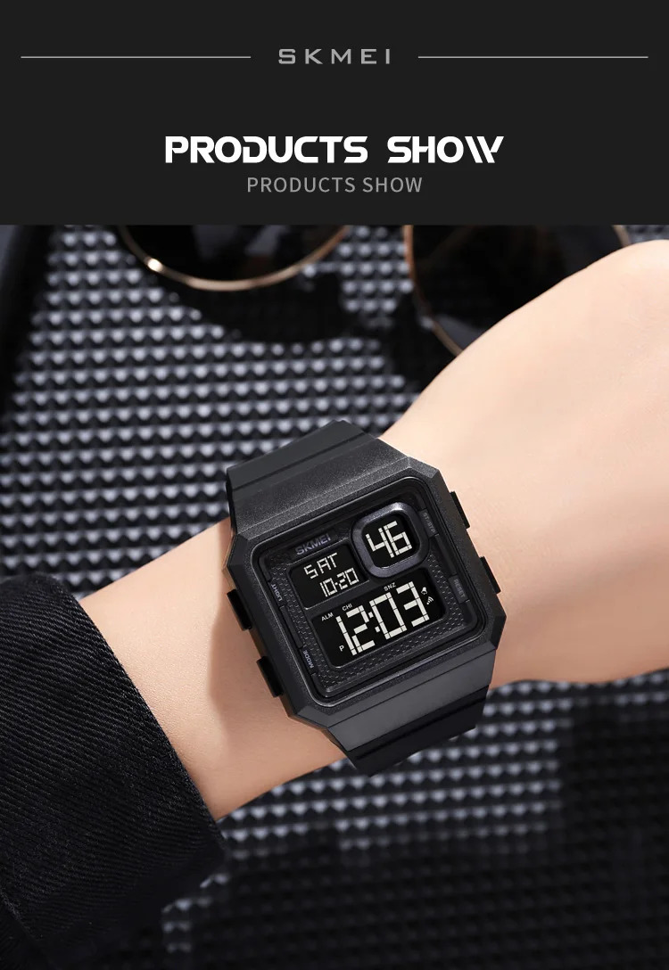 SKMEI Countdown LED Light Digital Wristwatches Outdoor Military Sports Watches For Men 5Bar Waterproof Alarm Watch reloj hombre