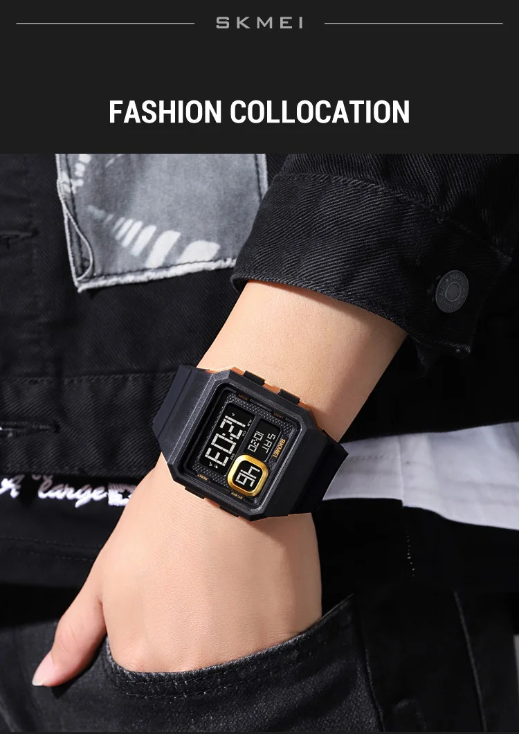 SKMEI Countdown LED Light Digital Wristwatches Outdoor Military Sports Watches For Men 5Bar Waterproof Alarm Watch reloj hombre