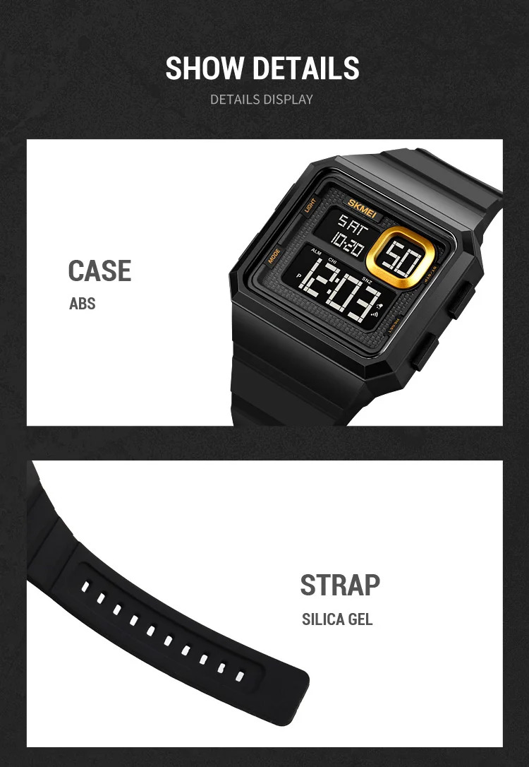 SKMEI Countdown LED Light Digital Wristwatches Outdoor Military Sports Watches For Men 5Bar Waterproof Alarm Watch reloj hombre