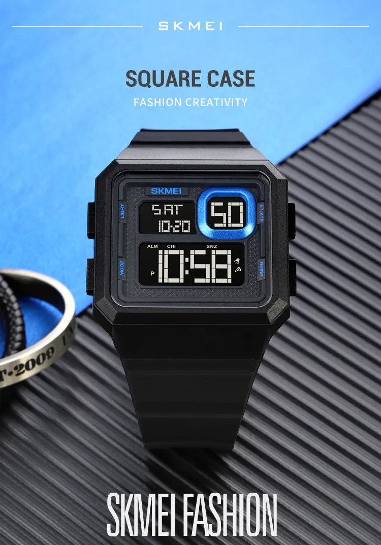 SKMEI Countdown LED Light Digital Wristwatches Outdoor Military Sports Watches For Men 5Bar Waterproof Alarm Watch reloj hombre