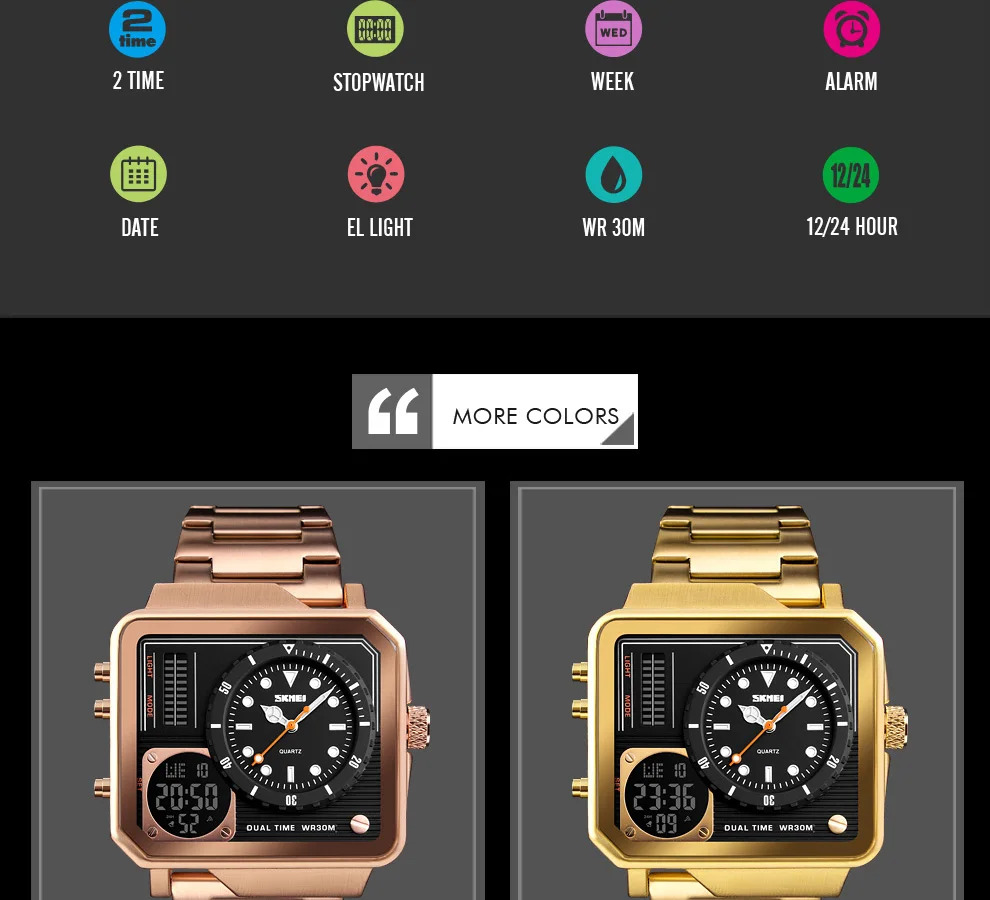 SKMEI Stainless Steel Strap Watches For Men Digital Quartz Watch Day Date Display Personality Alarm Wristwatch Relogio Masculino