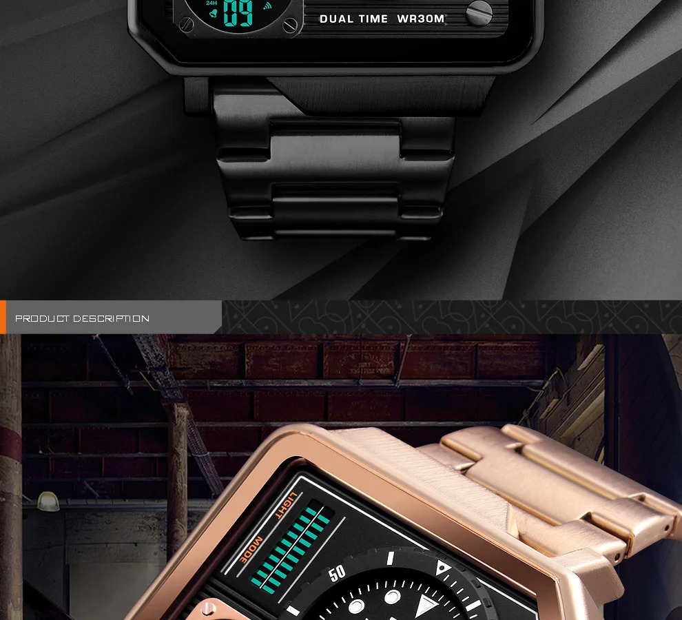 SKMEI Stainless Steel Strap Watches For Men Digital Quartz Watch Day Date Display Personality Alarm Wristwatch Relogio Masculino
