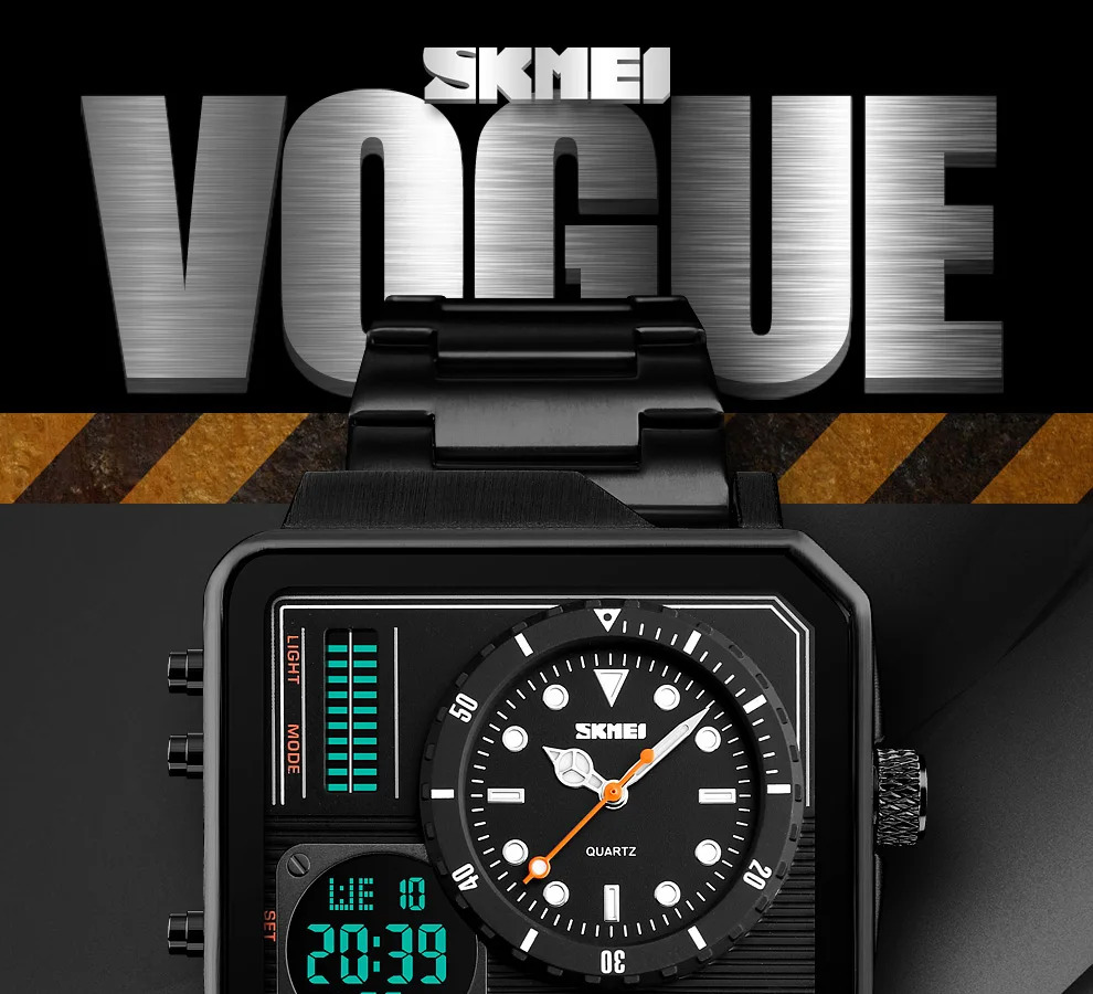SKMEI Stainless Steel Strap Watches For Men Digital Quartz Watch Day Date Display Personality Alarm Wristwatch Relogio Masculino
