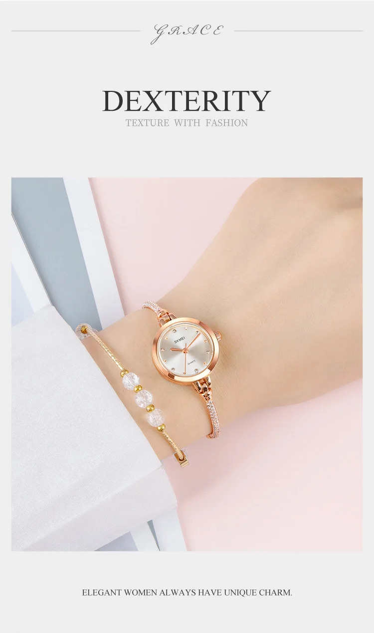 SKMEI Casual Girls Wristwatch Female 3Bar Waterproof Simple Quartz Watch For Women Fashion Thin Ladies Watches Relogio Feminino