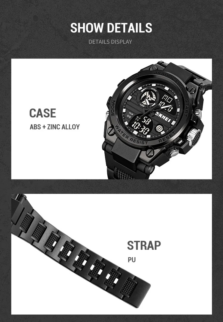 SKMEI Multifunction Chrono Watch 5Bar Waterproof Double Display Digital Wristwatch For Men Back Light Sport Watches reloj hombre