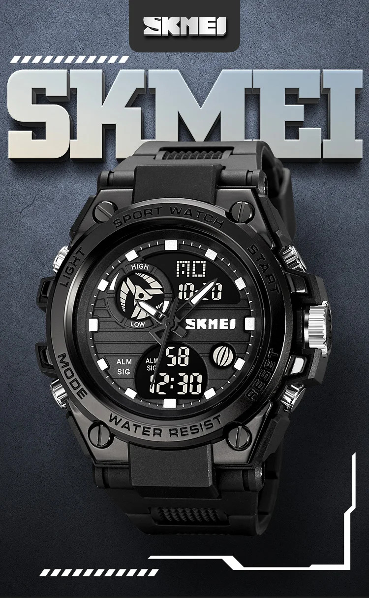 SKMEI Multifunction Chrono Watch 5Bar Waterproof Double Display Digital Wristwatch For Men Back Light Sport Watches reloj hombre