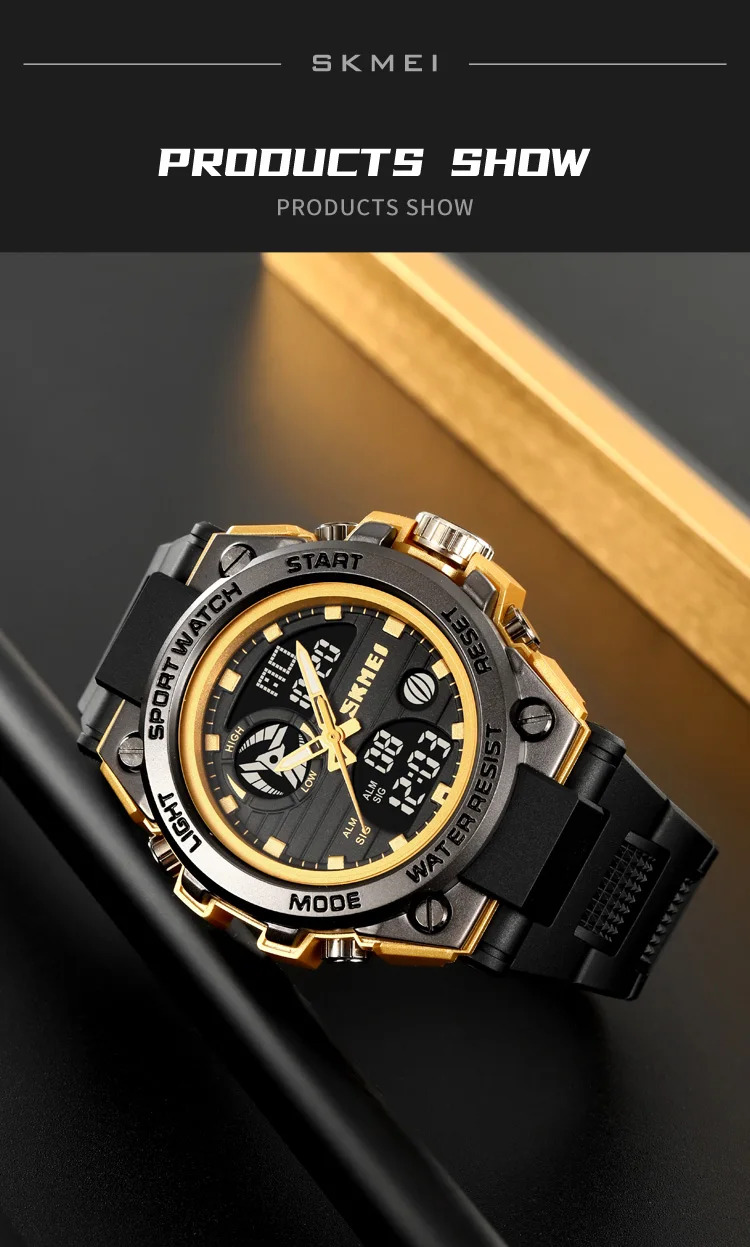 SKMEI Multifunction Chrono Watch 5Bar Waterproof Double Display Digital Wristwatch For Men Back Light Sport Watches reloj hombre