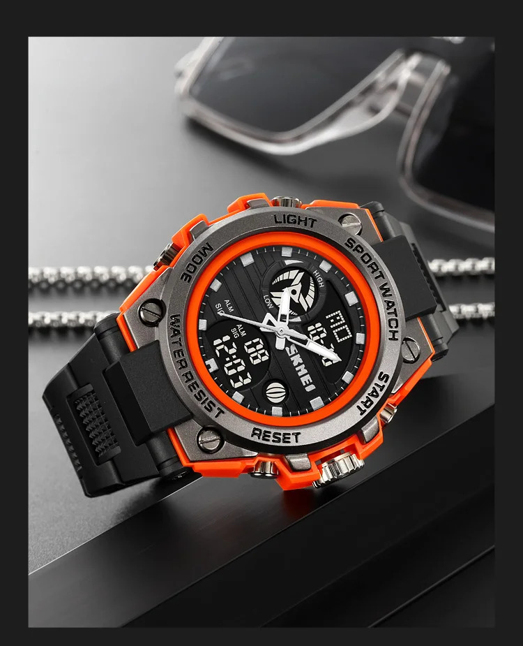 SKMEI Multifunction Chrono Watch 5Bar Waterproof Double Display Digital Wristwatch For Men Back Light Sport Watches reloj hombre
