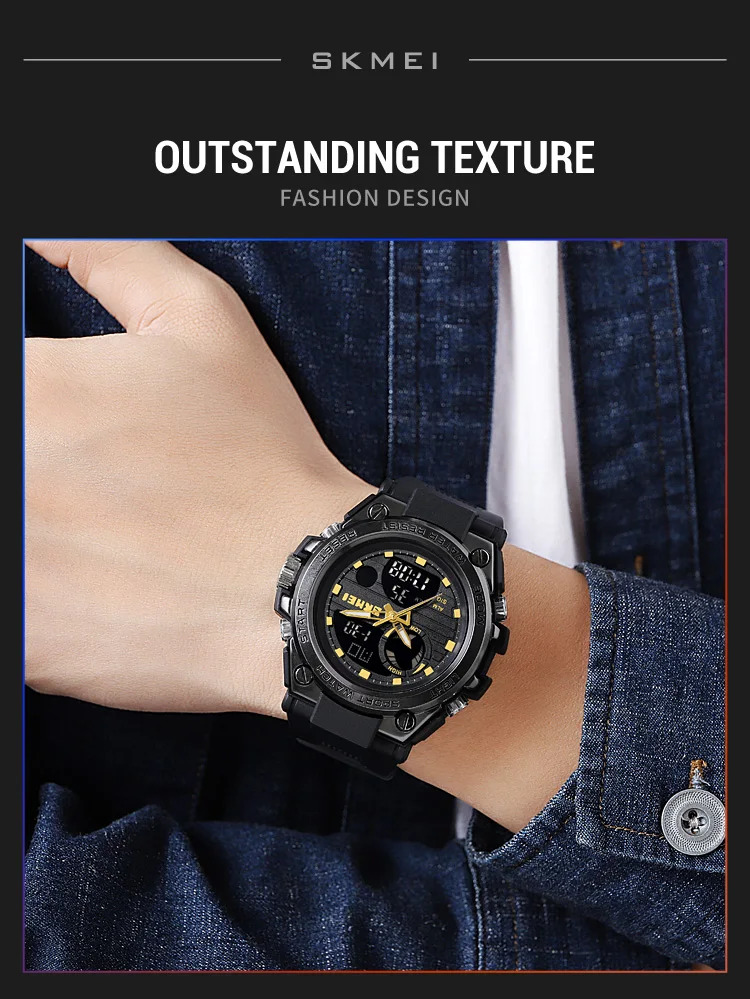 SKMEI Multifunction Chrono Watch 5Bar Waterproof Double Display Digital Wristwatch For Men Back Light Sport Watches reloj hombre