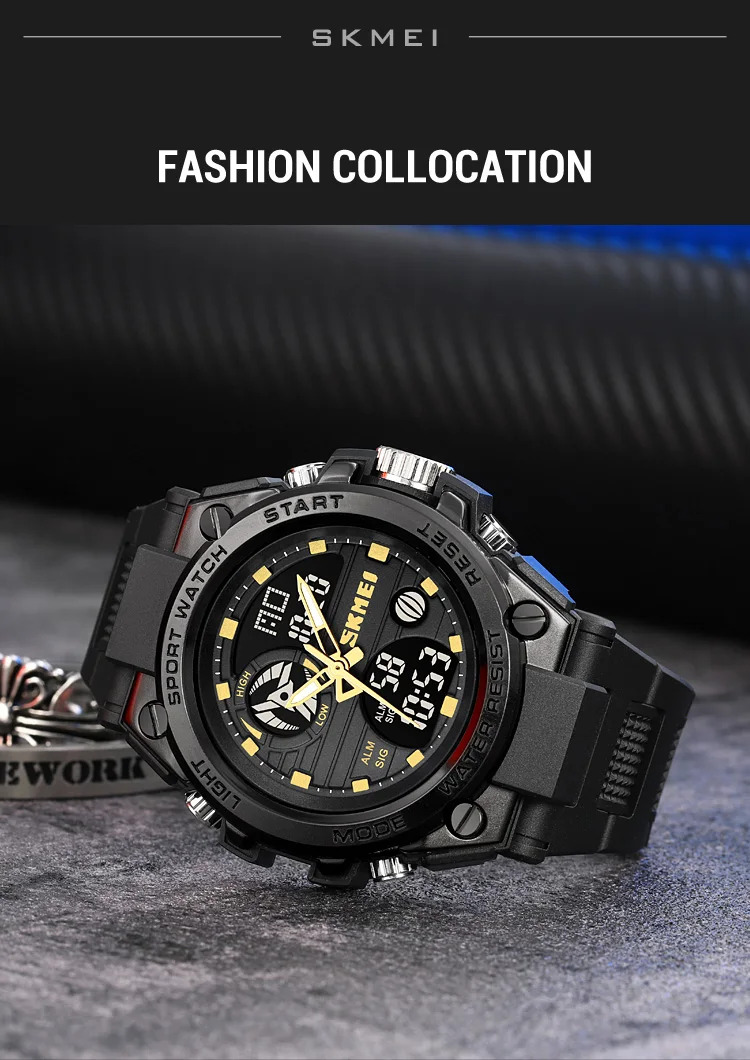 SKMEI Multifunction Chrono Watch 5Bar Waterproof Double Display Digital Wristwatch For Men Back Light Sport Watches reloj hombre