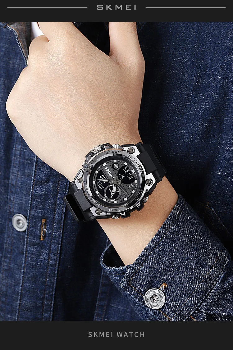 SKMEI Multifunction Chrono Watch 5Bar Waterproof Double Display Digital Wristwatch For Men Back Light Sport Watches reloj hombre