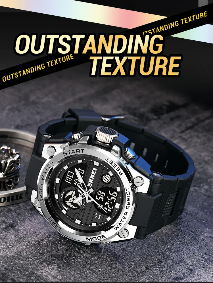 SKMEI Multifunction Chrono Watch 5Bar Waterproof Double Display Digital Wristwatch For Men Back Light Sport Watches reloj hombre