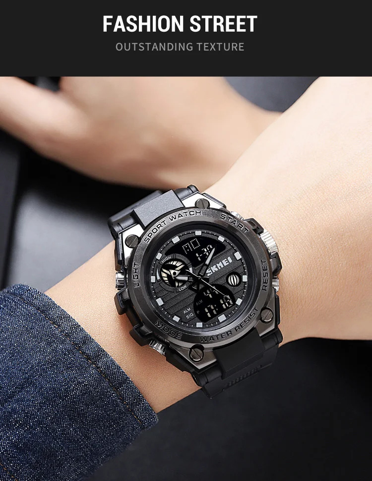 SKMEI Multifunction Chrono Watch 5Bar Waterproof Double Display Digital Wristwatch For Men Back Light Sport Watches reloj hombre