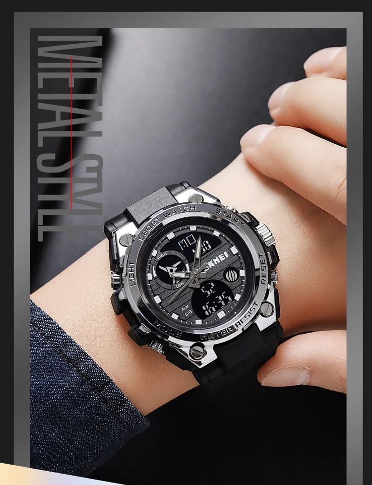 SKMEI Multifunction Chrono Watch 5Bar Waterproof Double Display Digital Wristwatch For Men Back Light Sport Watches reloj hombre