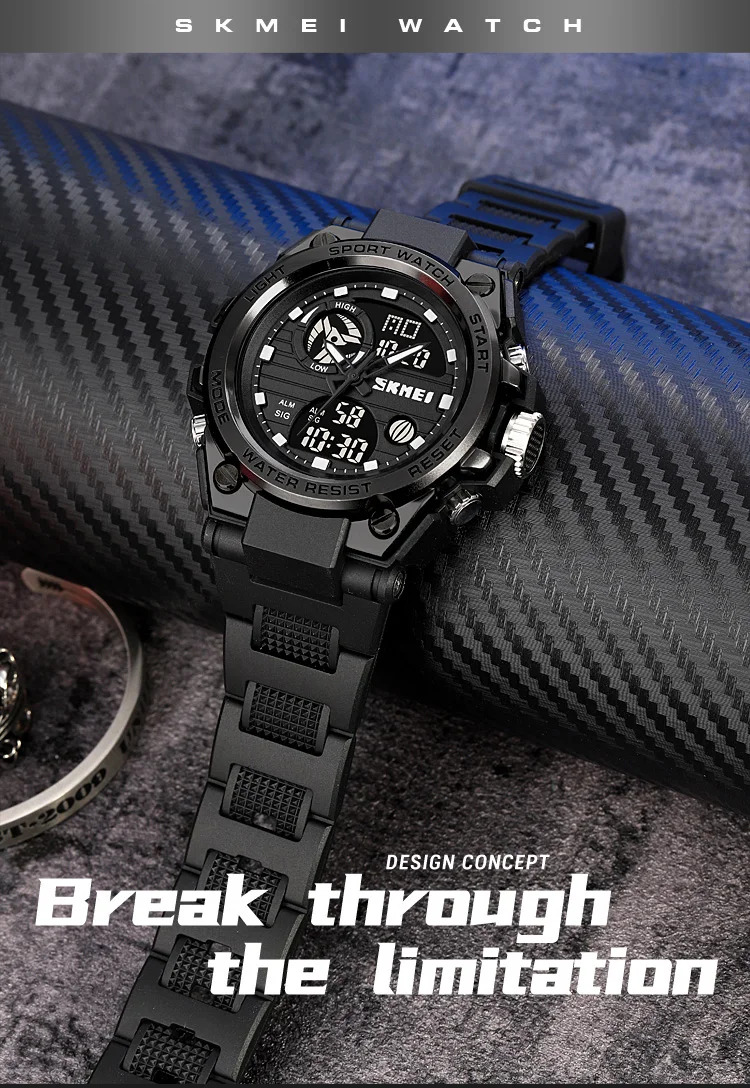 SKMEI Multifunction Chrono Watch 5Bar Waterproof Double Display Digital Wristwatch For Men Back Light Sport Watches reloj hombre