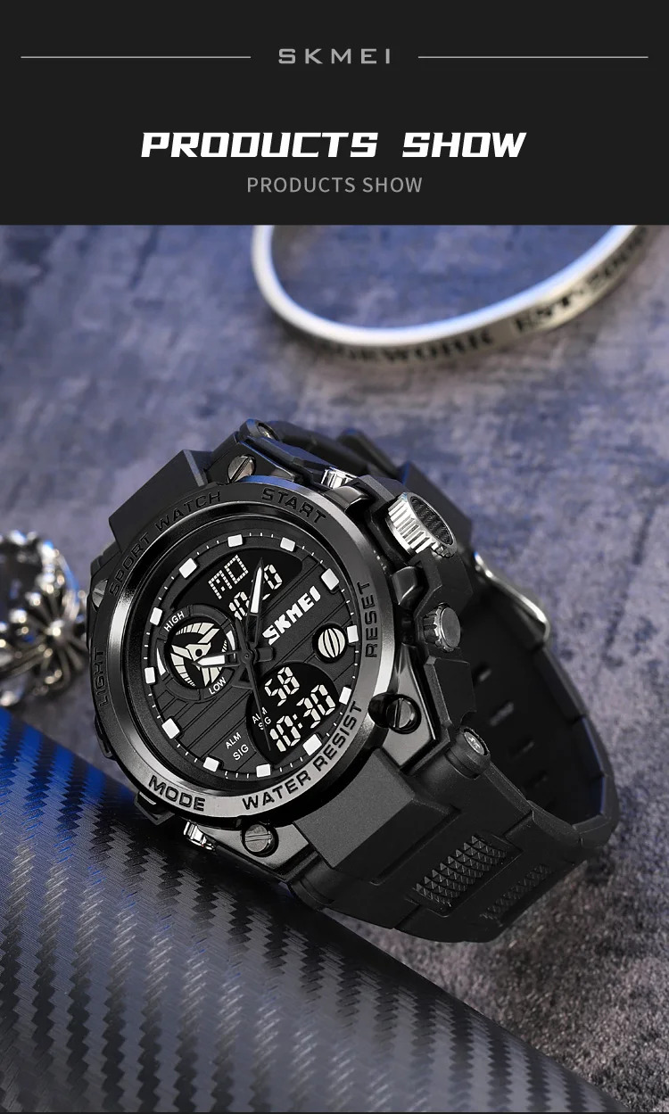 SKMEI Multifunction Chrono Watch 5Bar Waterproof Double Display Digital Wristwatch For Men Back Light Sport Watches reloj hombre
