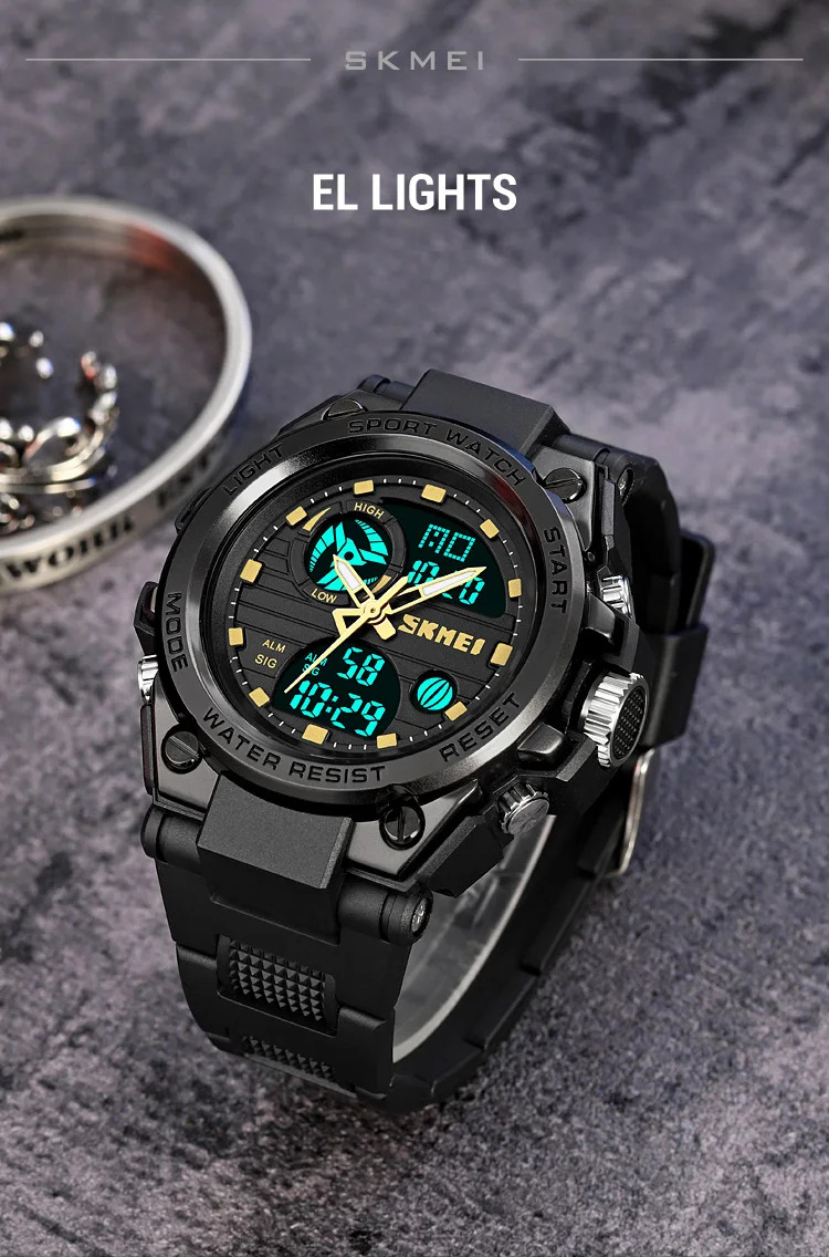 SKMEI Multifunction Chrono Watch 5Bar Waterproof Double Display Digital Wristwatch For Men Back Light Sport Watches reloj hombre