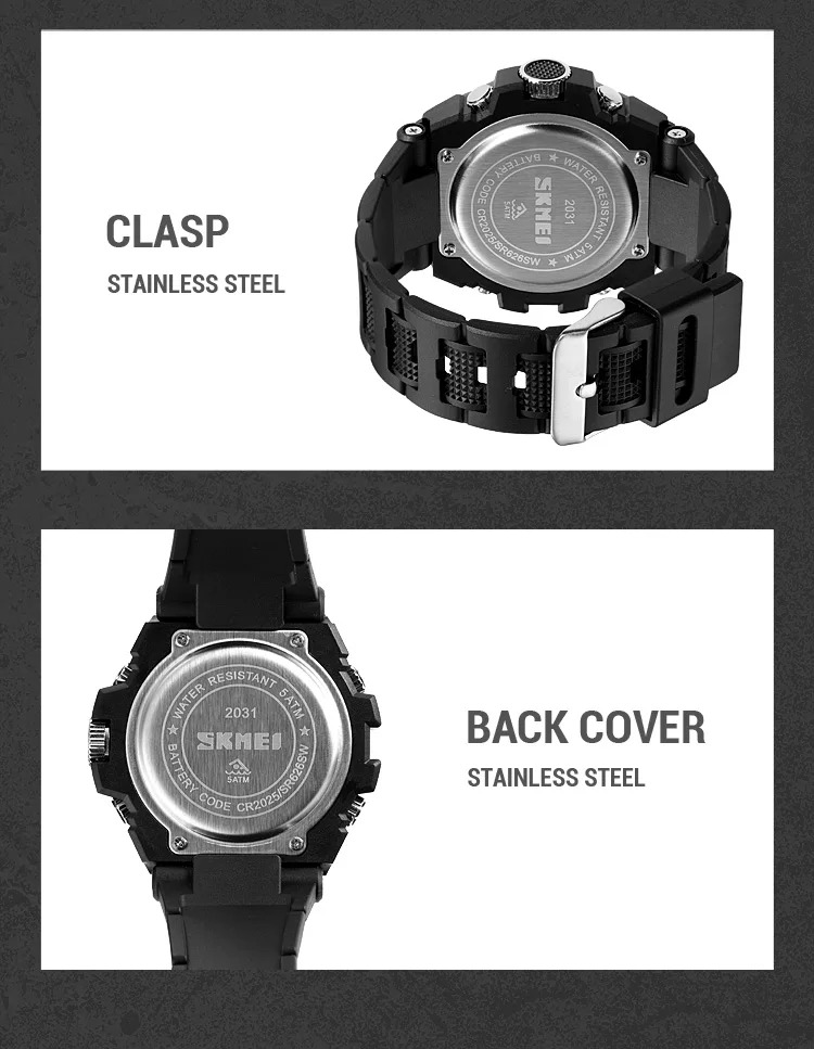 SKMEI Multifunction Chrono Watch 5Bar Waterproof Double Display Digital Wristwatch For Men Back Light Sport Watches reloj hombre